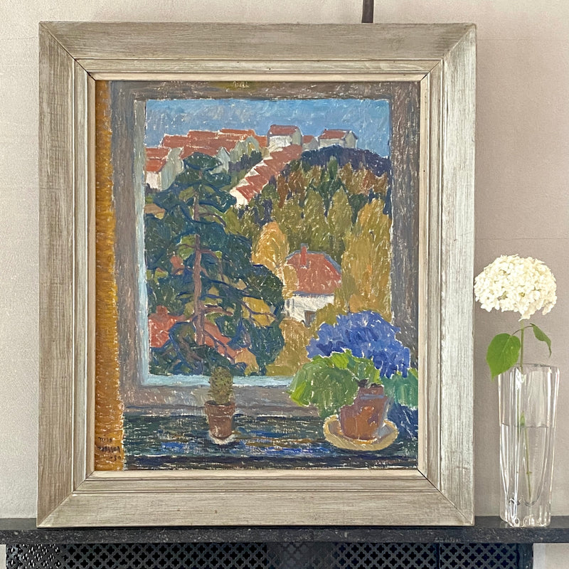 Vintage Mid Century Oil Painting From Sweden by N Hansson 1950