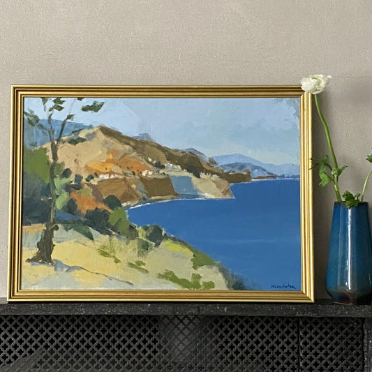 Mid Century Vintage Seascape Oil Painting By Stig Wernheden Sweden