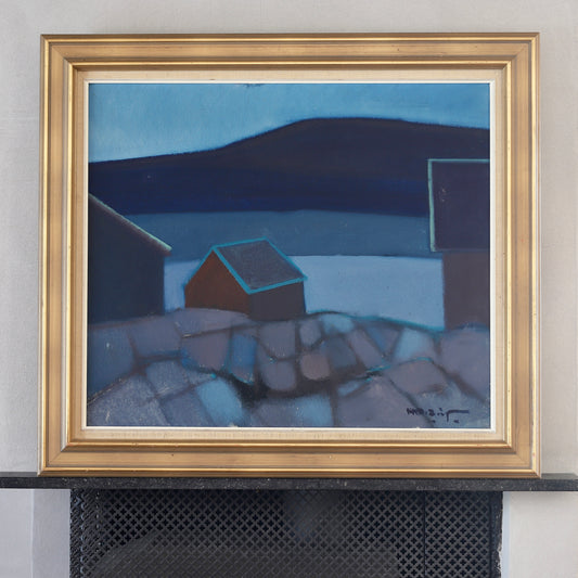 Vintage Art Sweden Mid Century Original Landscape Oil Painting