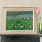 Mid Century Oil Painting Calves Sweden