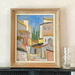 Mid Century Cityscape Oil Painting from Sweden By A K