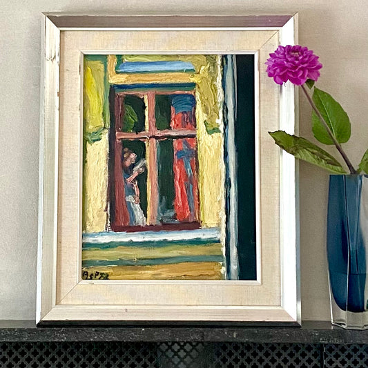 Mid Century Original Portrait Oil Painting From Sweden by G Asp