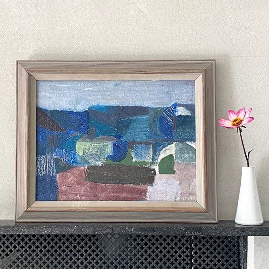 Vintage Mid Century Original Abstract Oil Painting From Sweden