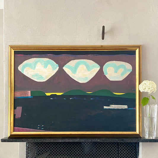 Mid Century Coastal Oil Painting from Sweden By G Folcker 1955