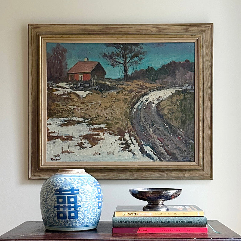 Mid Century Original Landscape Oil Painting From Sweden by F Pars