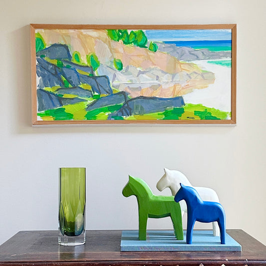 Vintage Art Room Mid Century Original Oil Painting from Sweden By H Anderz