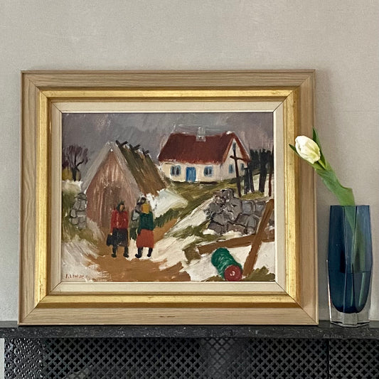 Vintage Art Room Original Landscape Oil Painting by Ingegerd Linder Sweden