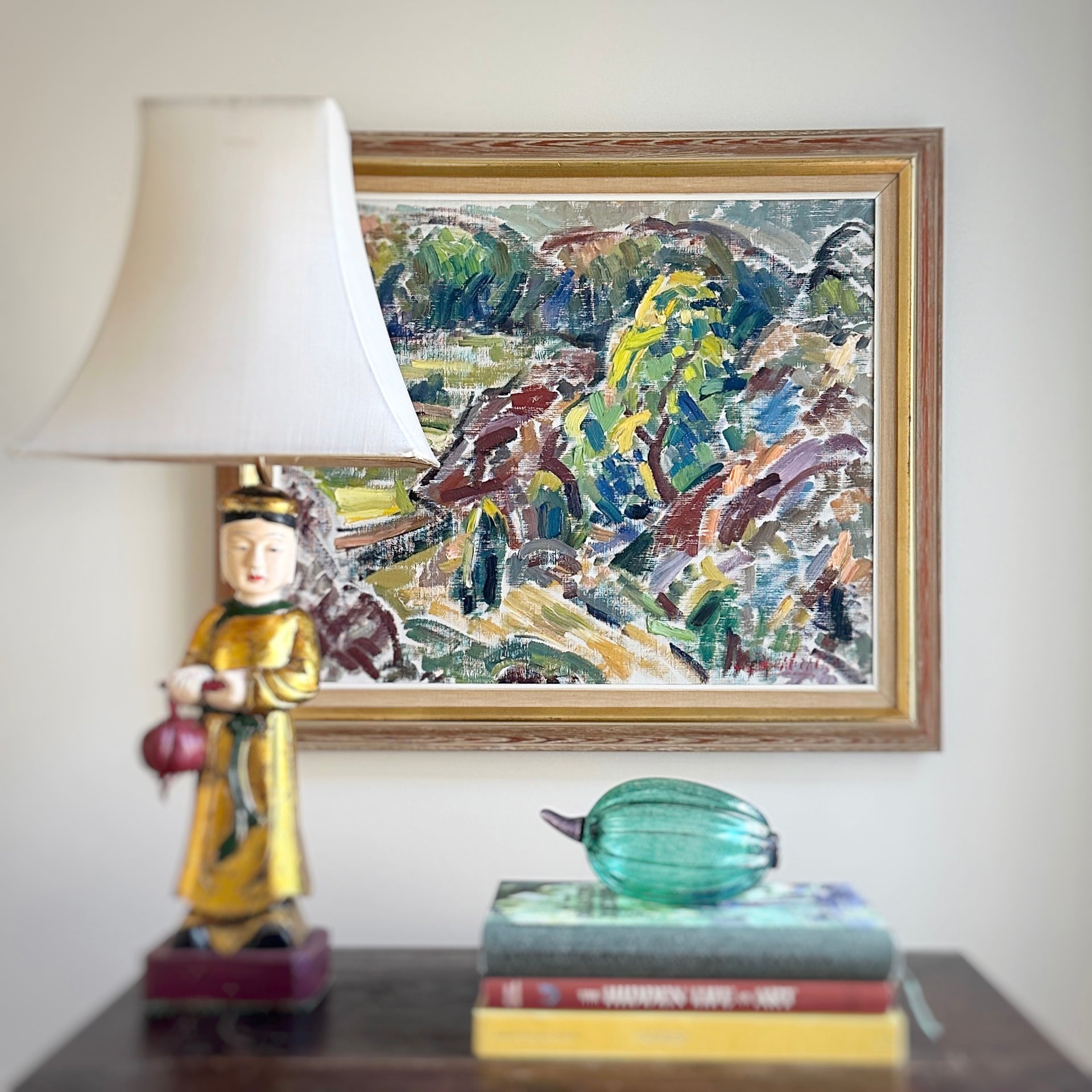 Swedish Vintage Art Mid Century Original Landscape Oil Painting