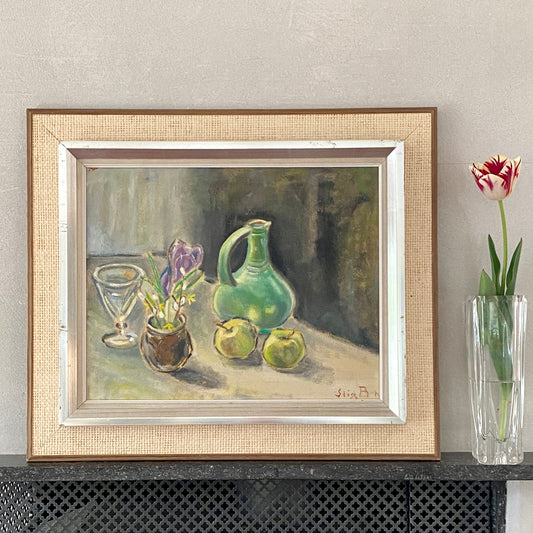Vintage Mid Century Oil Painting Signed Stig B from Sweden