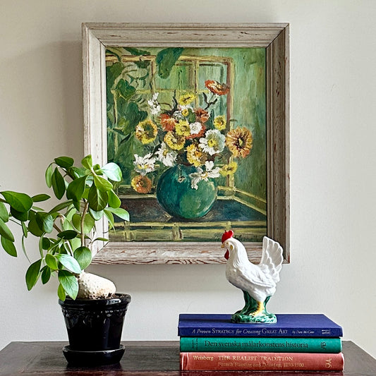 Swedish Vintage Mid Century Art Still Life Oil Painting