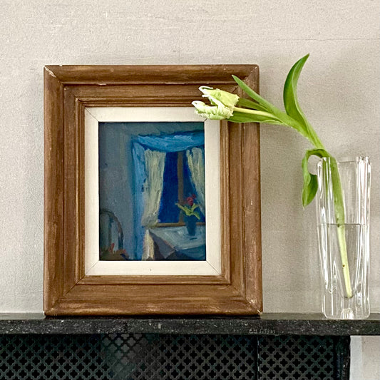 Vintage Art Room Mid Century Interior Oil Painting Sweden