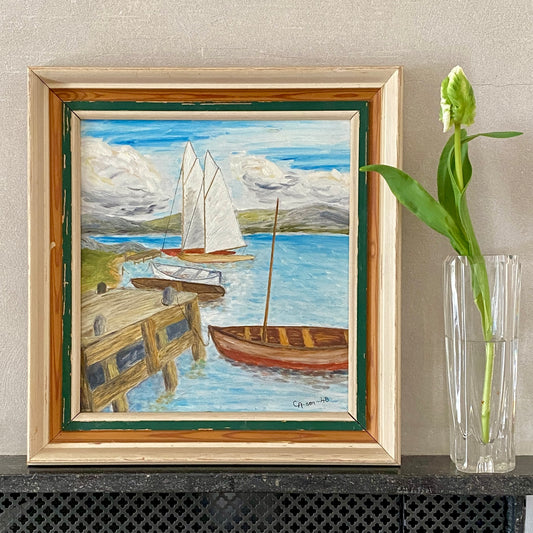 Mid Century Seascape Oil Painting From Sweden 1948