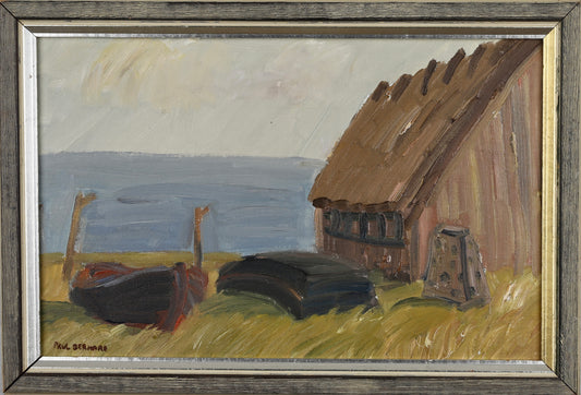 Vintage Art Room Mid Century Oil Painting By P Berhard Sweden