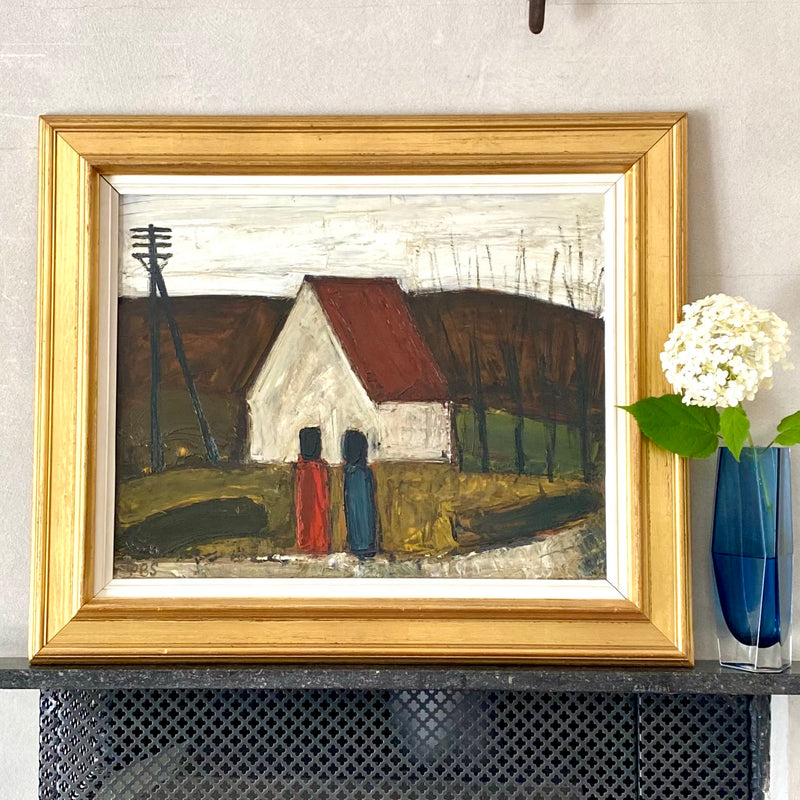 Mid Century Oil Painting from Sweden By P B Sorensen
