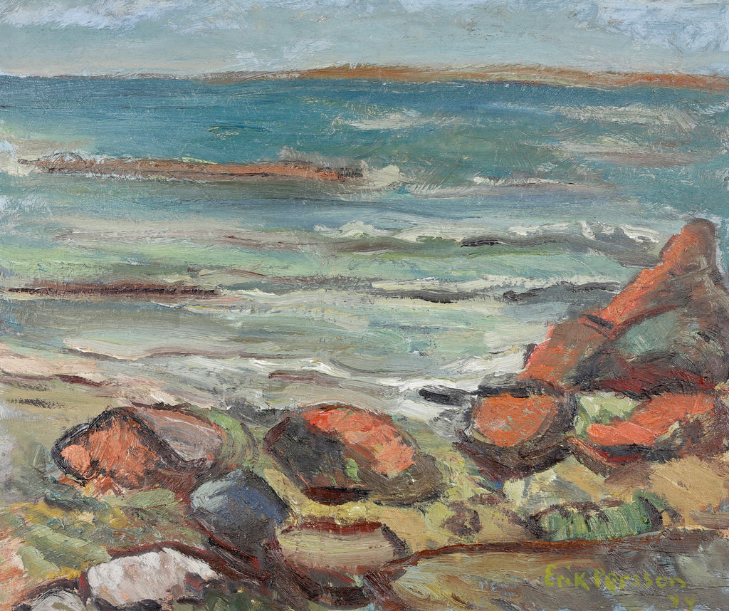 Original Vintage Seascape Oil Painting By E Persson Sweden 1944