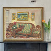 Vintage Mid Century Art Interior Oil Painting From Sweden