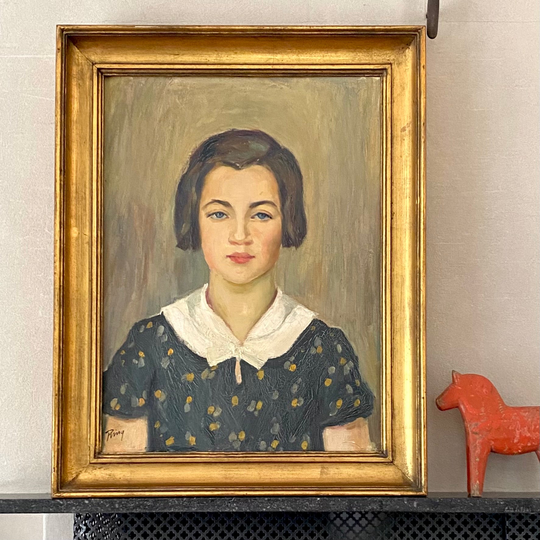 Vintage Original Portrait Oil Painting From Sweden