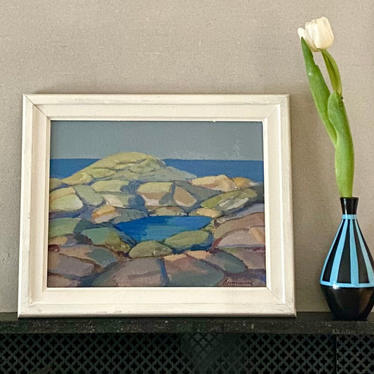 Vintage Art Room Original Seascape Oil Painting Sweden