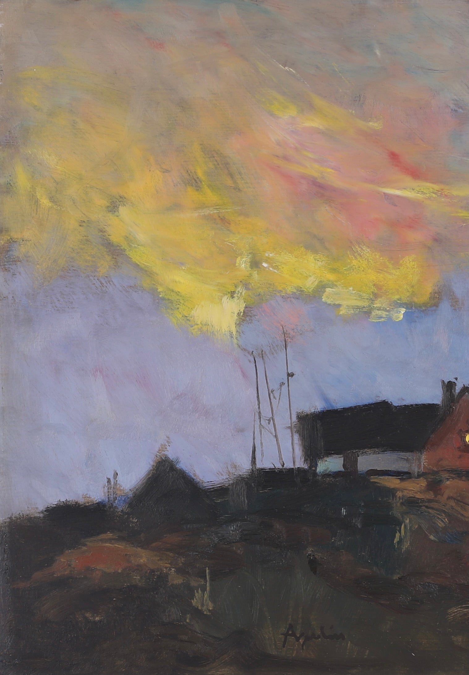 Original Landscape Oil Painting Vintage Mid Century By A Aspelin Sweden