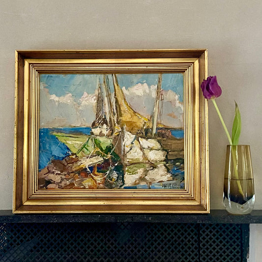 Mid Century Vintage Oil Painting By Knut Norman Sweden
