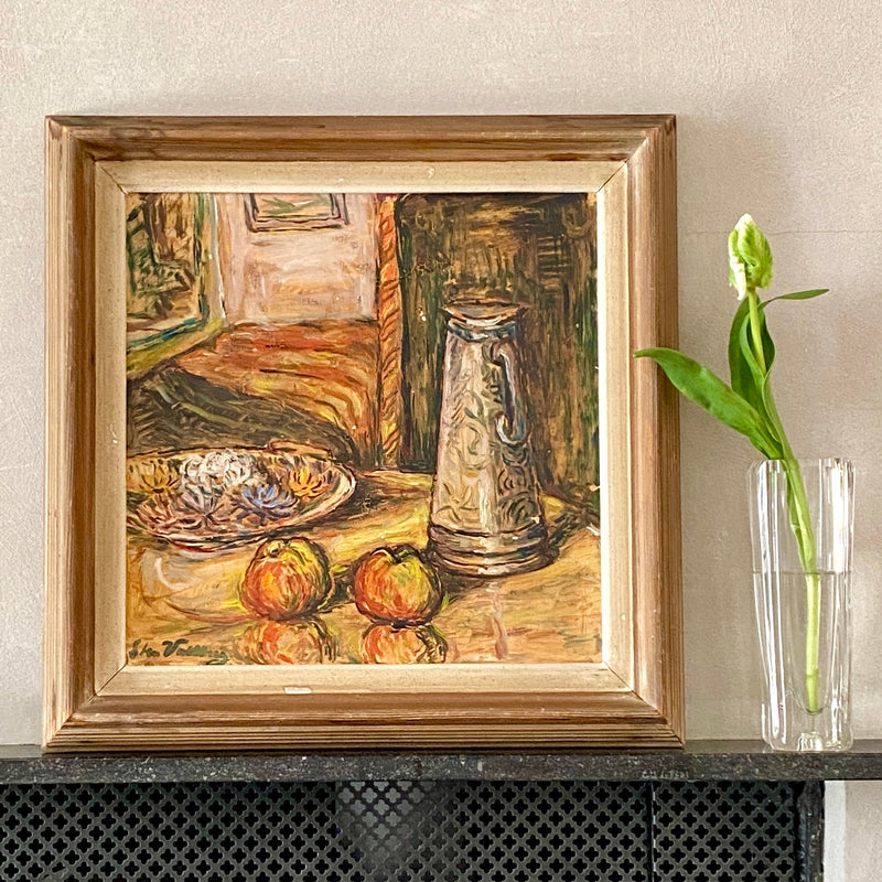 Vintage Mid Century Oil Painting Signed S Valberg from Sweden