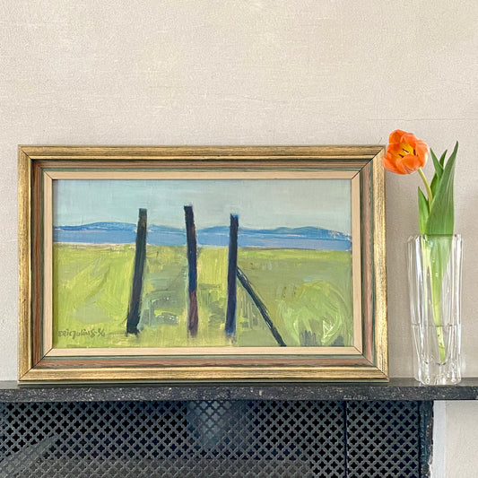 Mid Century Oil Painting by Listed Artist E Julius Sweden 1956