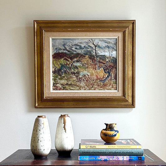 Mid Century Original Landscape Oil Painting By L Madsen Sweden 1949