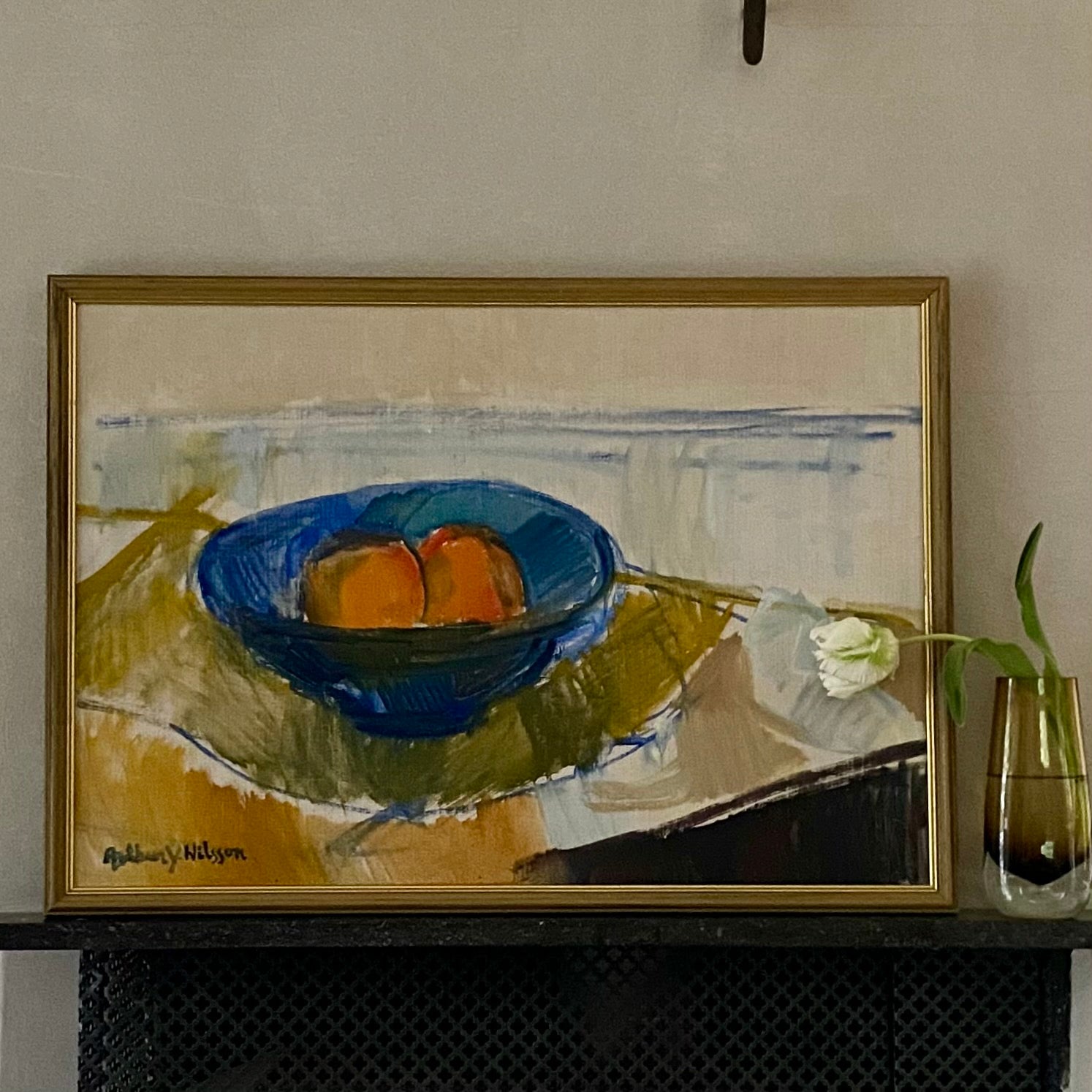 Large Vintage still Life Oil Painting A Nilsson Sweden