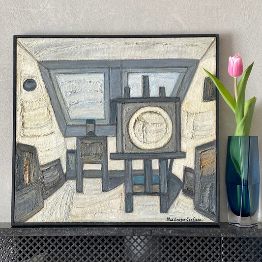 Vintage Mid Century Oil Painting From Sweden by Max Gregor Carlsson