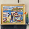 Original Fisherman Oil Painting Vintage Mid Century From Sweden