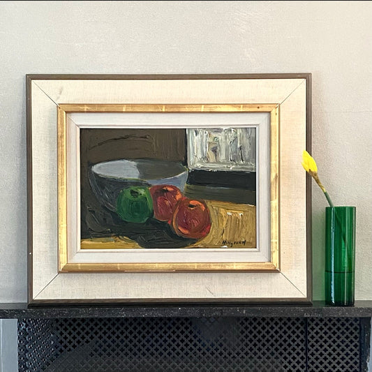 Original Still Life Oil Painting Vintage Mid Century By B Hillgrund Sweden