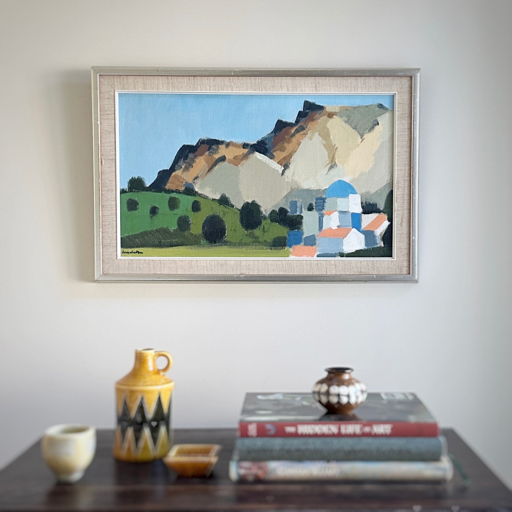 Vintage Art Room Mid Century Original Oil Painting from Sweden