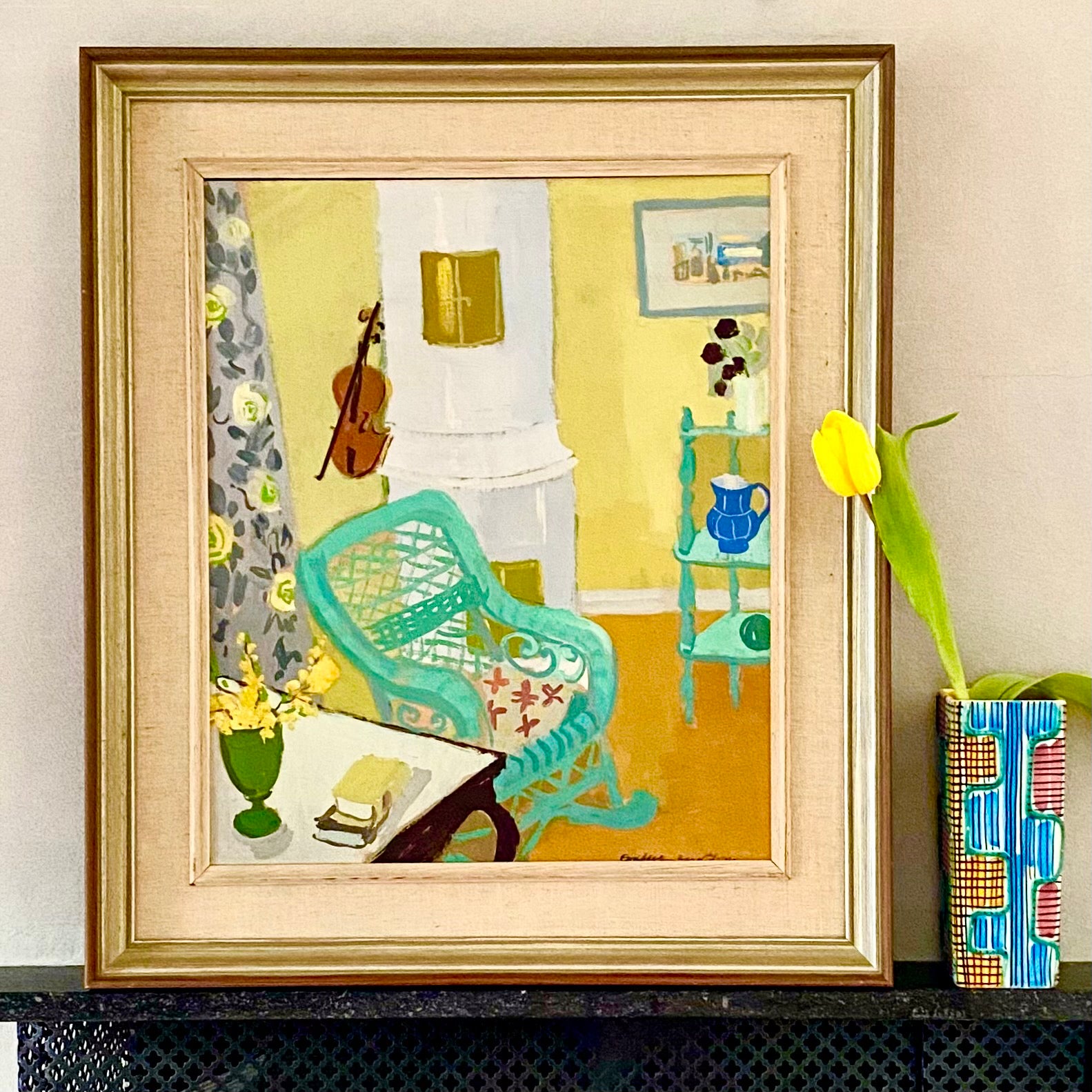 Vintage Mid Century Art Oil Painting From Sweden EH Jacobsson