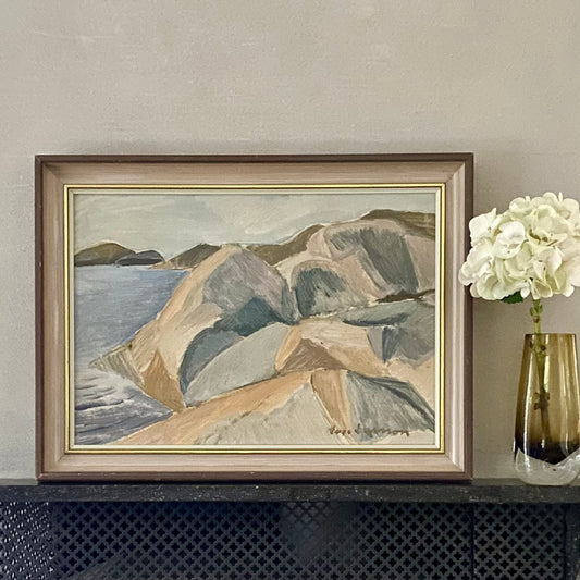 Original Oil Painting Vintage Seascape By Inga Larsson Sweden