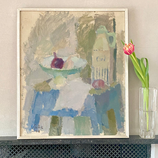 Original Mid Century Still Life Oil Painting from Sweden