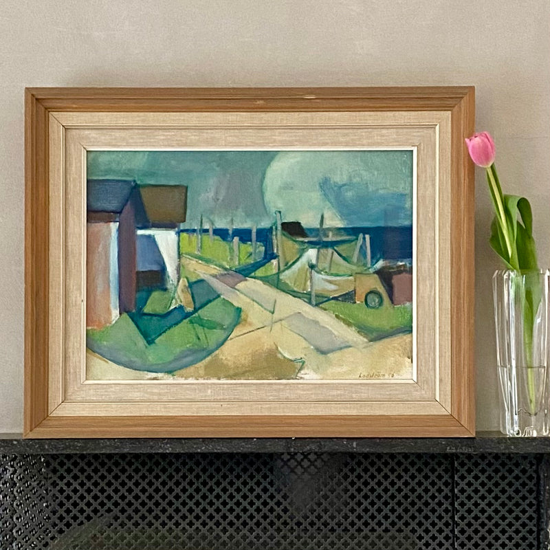 Mid Century Coastal Painting by G Lodström from Sweden
